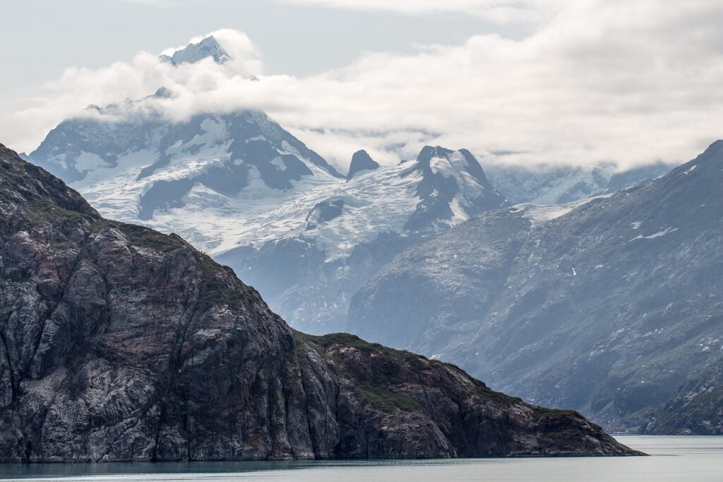 mountain, peak, glacier